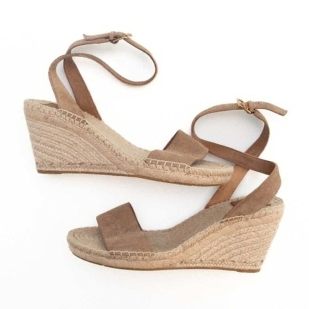 Tory Burch Tan Espadrille Wedge Sandals